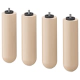 Four light-colored wooden legs with black screws and plastic inserts.