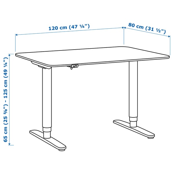 Illustration with measurements for the product: BEKANT.