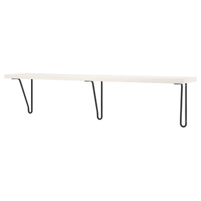 BERGSHULT wall shelf: white, rectangular, metal brackets.