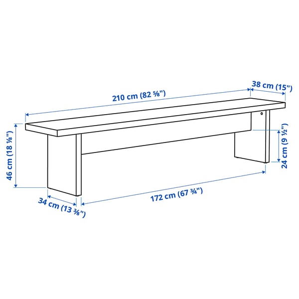 BERGSHYTTAN / BERGSHYTTAN Table and 2 benches, tinted effect birch veneer/tinted effect birch veneer, 240x93 cm