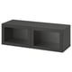 A black ikea BESTÅ storage unit with glass doors and a sleek, rectangular design.