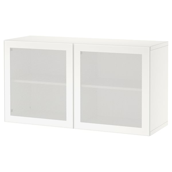 White BESTÅ storage unit with mesh doors.