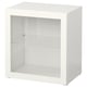 BESTÅ white cubic storage unit with glass door and shelves.