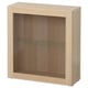 Light oak BESTÅ shelving unit. Square, open-fronted with single glass shelf.