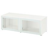 White BESTÅ storage unit with glass doors.