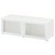 BESTÅ white cabinet; rectangular, sleek design with two frosted glass doors.