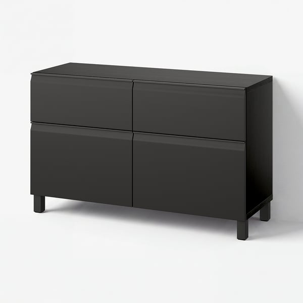 BESTÅ Storage combination w doors/drawers, black-brown/Hammarsmed/Stubbarp anthracite, 120x42x74 cm