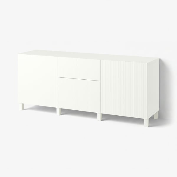 BESTÅ Storage combination with drawers, Förvaltare white/Stubbarp white, 180x42x74 cm