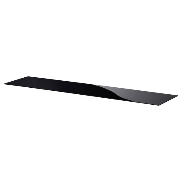 Ikea BESTÅ black glass shelf rectangular sleek design.