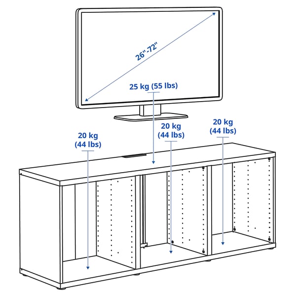 Illustration with measurements for the product: BESTÅ.