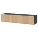 BESTÅ TV bench with doors, black-brown Björköviken/oak veneer, 180x42x38 cm