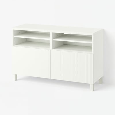 BESTÅ TV bench with doors, white/Förvaltare white, 120x42x74 cm