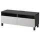 Option: Modern black & white tv stand with two drawers, streamlined design.
