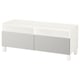 Option: A white BESTÅ tv bench with a modern design, featuring two large drawers and raised legs.