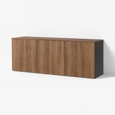 BESTÅ Wall-mounted cabinet combination, black-brown Lappviken/brown walnut effect, 180x42x65 cm