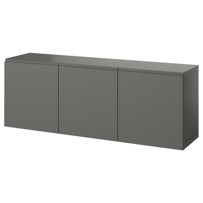 BESTÅ shelf unit: modern, wall-mounted, wide, gray, rectangular, flat surfaces, minimalist design.