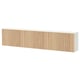 BESTÅ Wall-mounted cabinet combination, white/Björköviken oak veneer, 180x22x38 cm