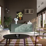 BESTÅ Wall-mounted cabinet combination, white/Krukmakare dark grey-green, 180x42x64 cm