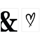 Black & white posters: ampersand & heart.