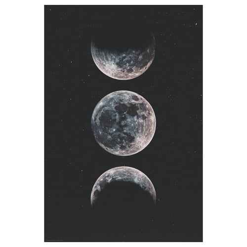 A BILD poster featuring three moon phases: crescent, full, and half. The design is minimalist, set against a dark background.