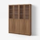 BILLY / OXBERG Bookcase comb w panel/glass doors, brown walnut effect, 160x30x202 cm