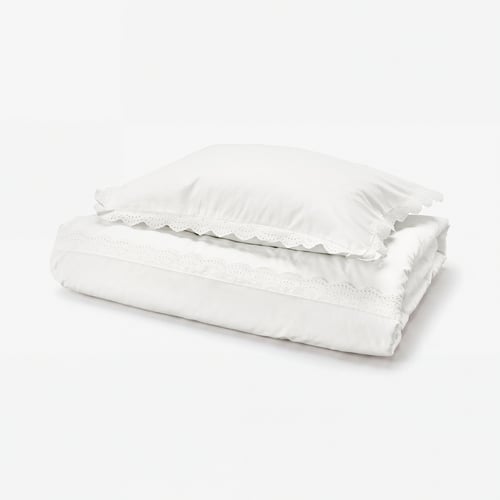 BIRGITTARÖNN Duvet cover and pillowcase, white, 150x200/50x60 cm