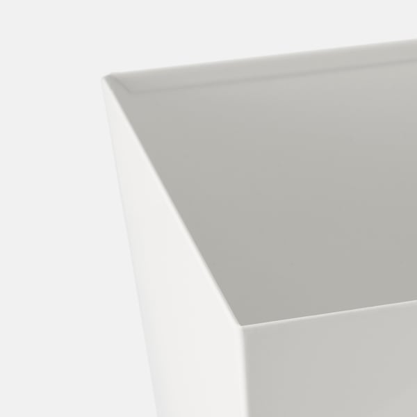 Sleek white rectangular planter with smooth surface & clean lines.