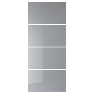 Björnøyya wardrobe, frosted glass, sliding doors, elegant, rectangular, grey.
