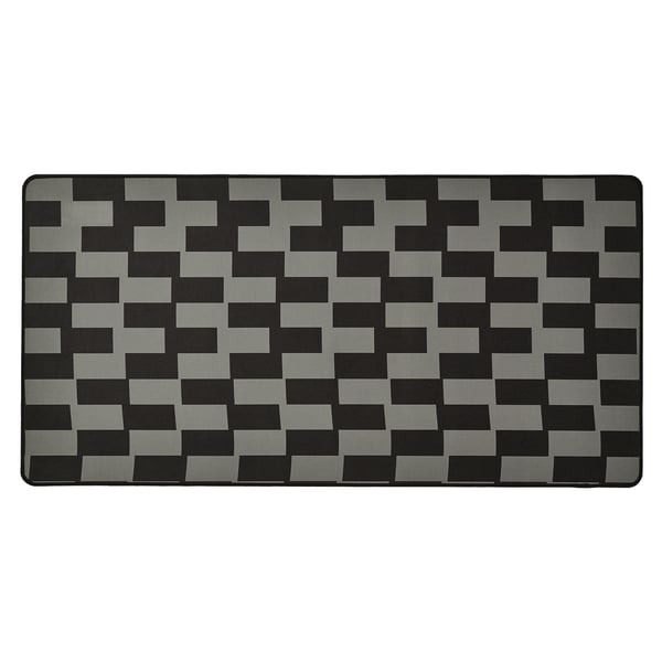 Black and gray checkered gaming mouse pad, rectangle, smooth, recycled polyester top.