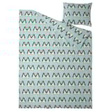 BLÅVINGAD penguin bedding set - light blue, cotton-viscose, penguin pattern with fish.