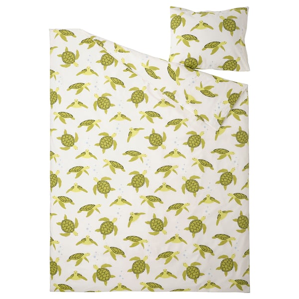 Blåvlingad green turtle bed set, 100% cotton duvet & pillowcase.