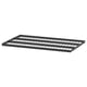 A BOAXEL dark grey metal shelves unit with a grid pattern, designed for versatile storage.