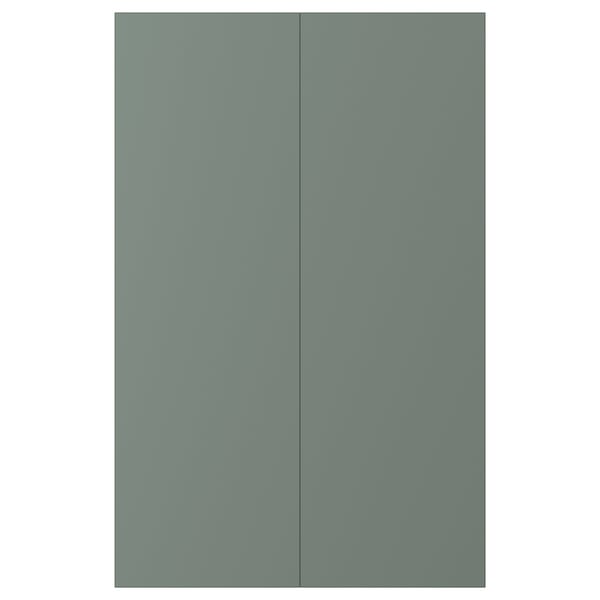 BODARP: greenish-gray kitchen cabinet door, rectangular, simple design.