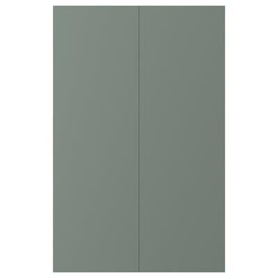 BODARP: greenish-gray kitchen cabinet door, rectangular, simple design.