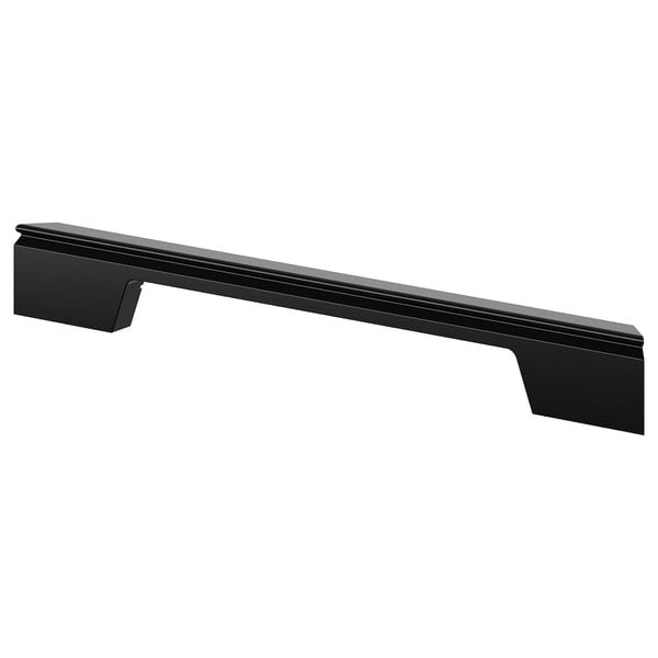 Black BODBYN kitchen handle, fiberboard with plastic foil, sleek and elongated design.