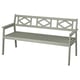 Option: BONDHOLMEN bench: grey eucalyptus wood with geometric backrest.