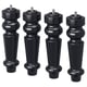 Four black wooden legs with screws, ideal for furniture. Classic design, durable.