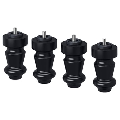 Four black wooden legs with screws at top, smooth finish.