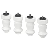 Four white wood legs with black screws at top, shown in different turns.