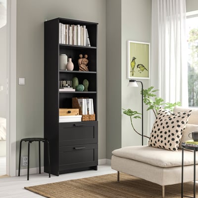 BRIMNES Bookcase, black, 60x190 cm