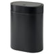 A black BROGRUND trash can with a sleek, slim design. It a press-open lid, wall-mount capability, and handles for easy bag attachment.