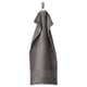 BROKGLIM gray organic cotton towel on hanger, rectangular with textured border.