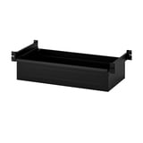 Black BROR steel drawer, sleek design, sturdy, wall-mountable, organizes items.