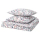 A BRUDKRUSBÄR duvet cover set in white with a swirly wildflower pattern, made of 100% organic cotton.