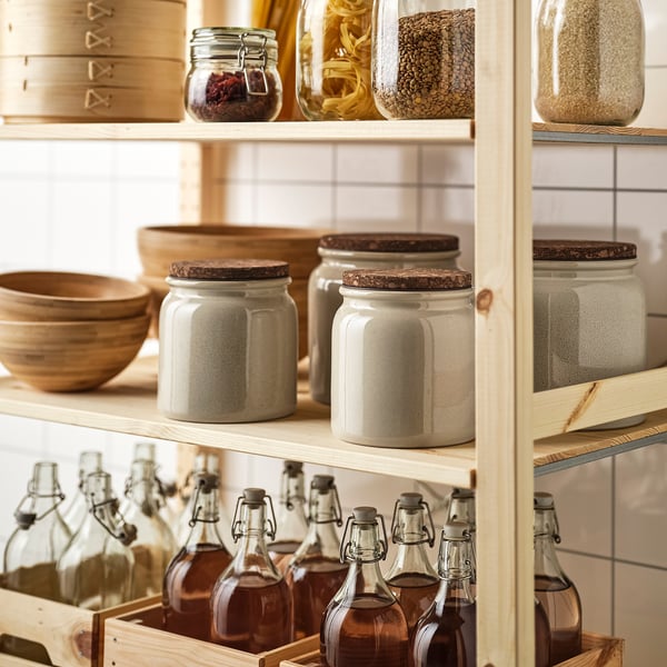 BRUGDHAJ Jar with lid, beige, 1.9 l