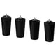 Four identical black wooden cylindrical legs with threaded screws on top. Sturdy and classic design.