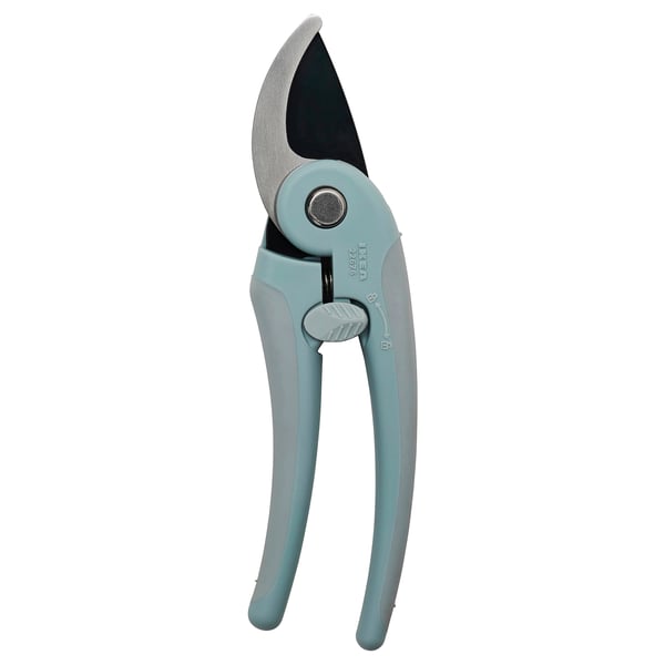 BRYTBÖNA secateurs, teal, steel blades, silicone grip, safety lock.