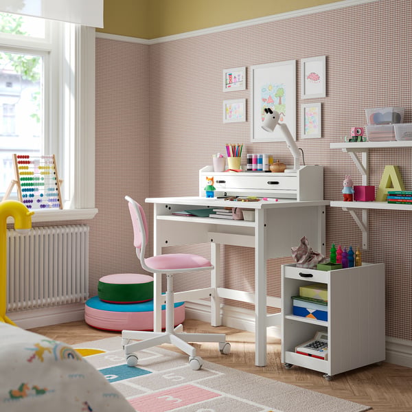 BRYTNING Desk with add-on unit, white, 85x53 cm