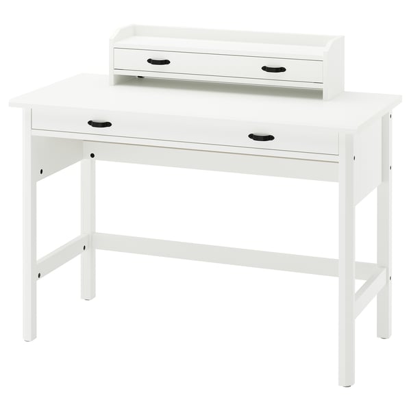 BRYTNING Desk with add-on unit, white, 110x53 cm