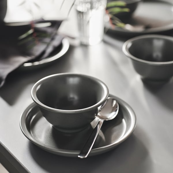 DAGGASTER Bowl, dotted/grey, 14 cm